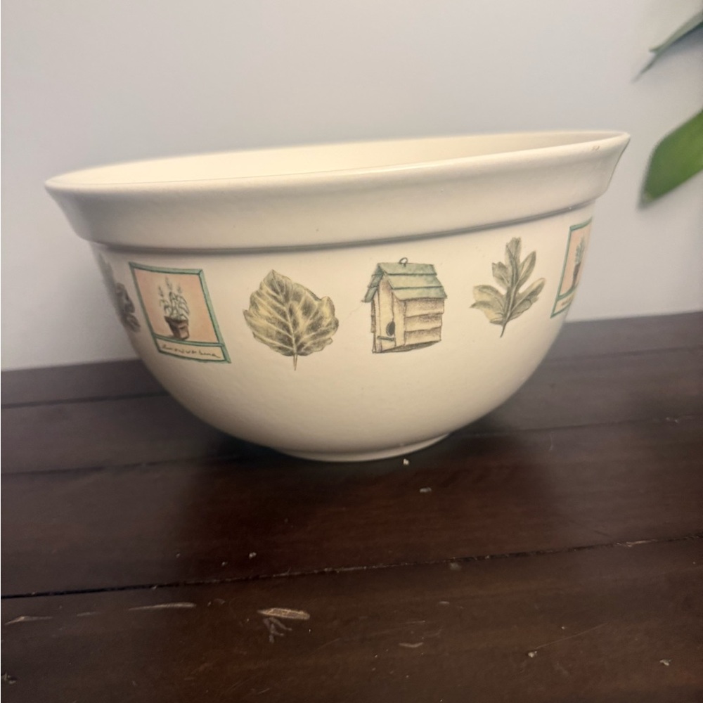 Pfaltzgraff Naturewood Large Mixing Bowl 10.5” Retired Botanical Herb